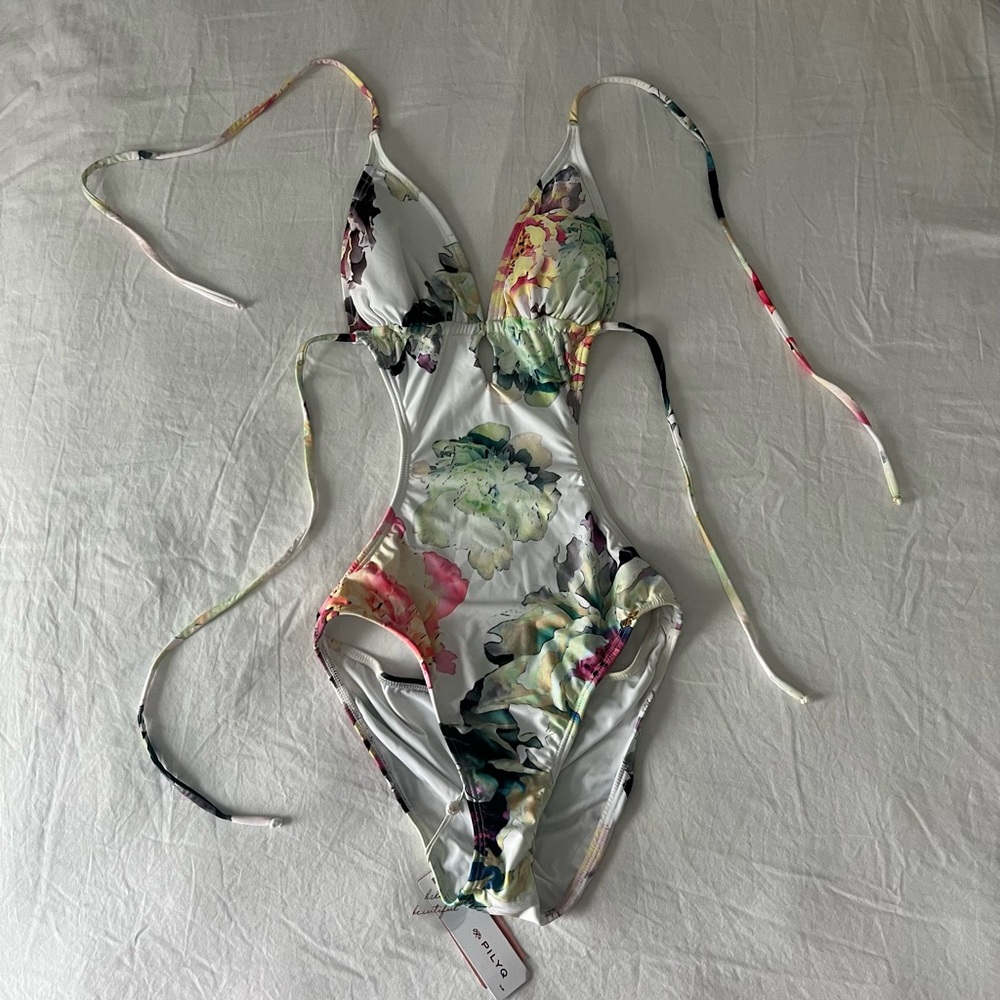 Pilyq Swim Floral cutout one piece